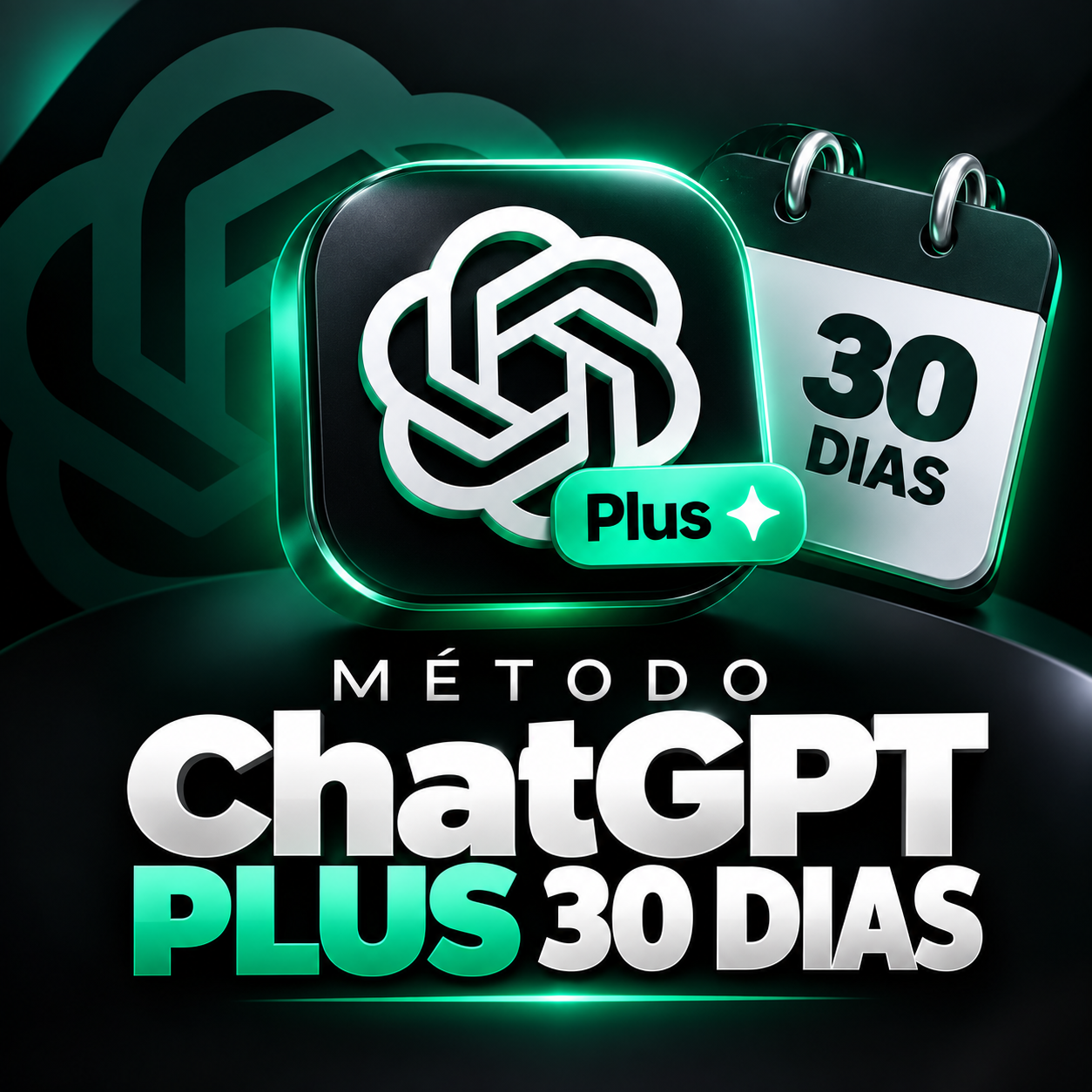 Método ChatGPT Plus 30 Dias — caixa digital do guia com calendário de 30 dias